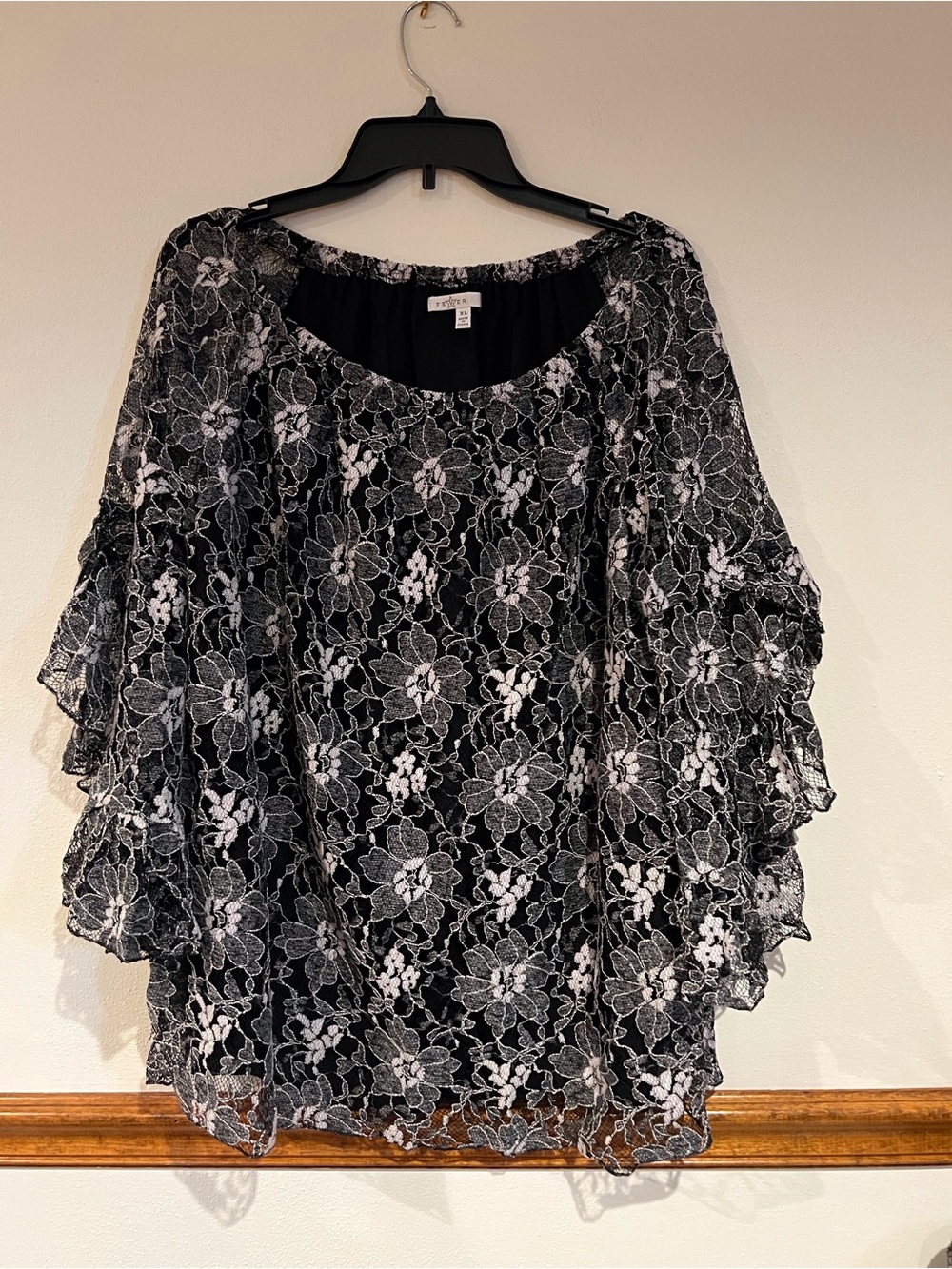 Black Lace Floral Overlay Blouse Off the shoulders